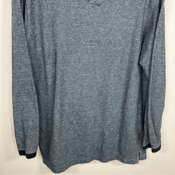 VINTAGE LARGE GEORGE GREY ARGYLE LONG SLEEVE POLO ACADEMIA STRETCH - Picture 3 of 11